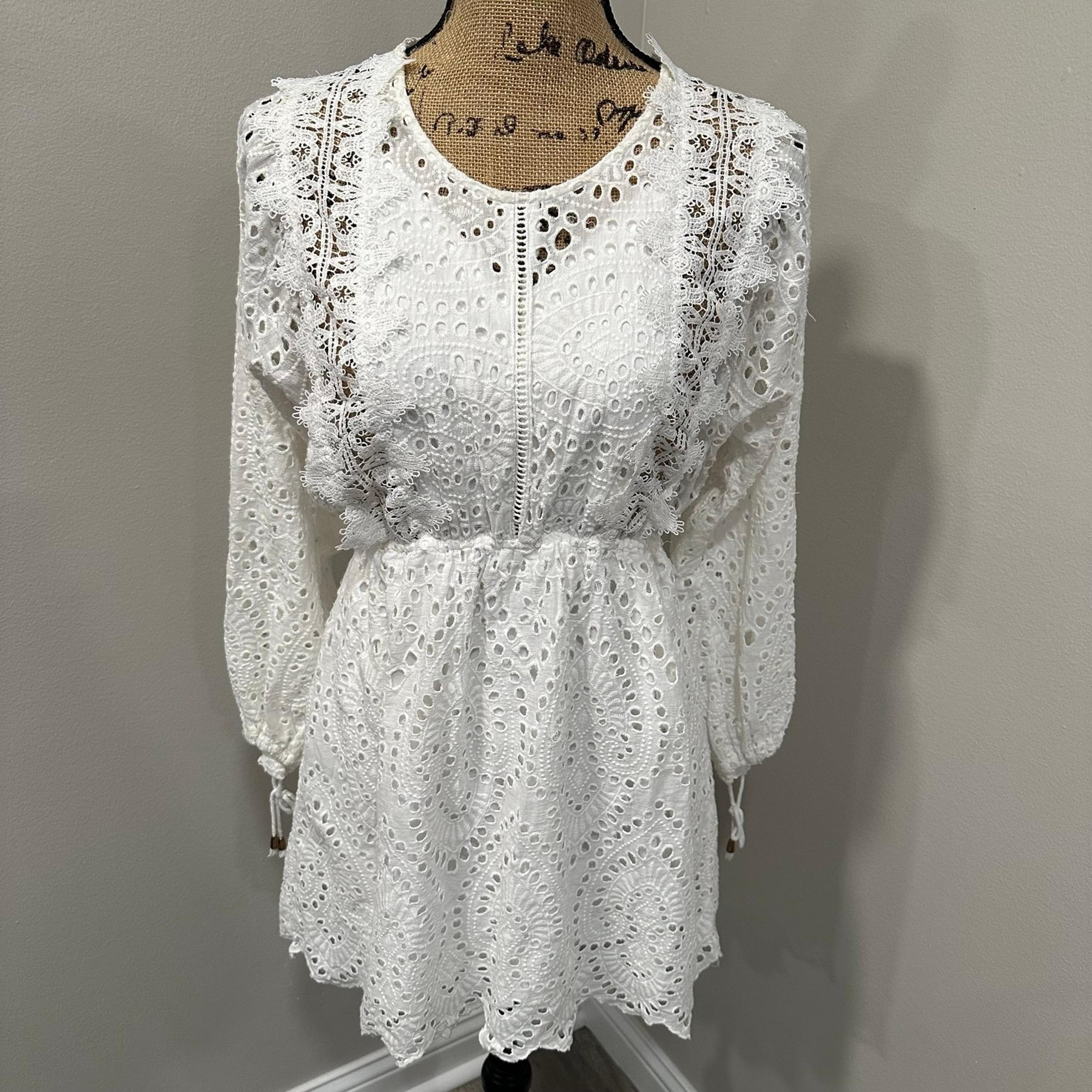 Charlotte Russe Women's White Lace Dress Open Lace Back Dress Size S