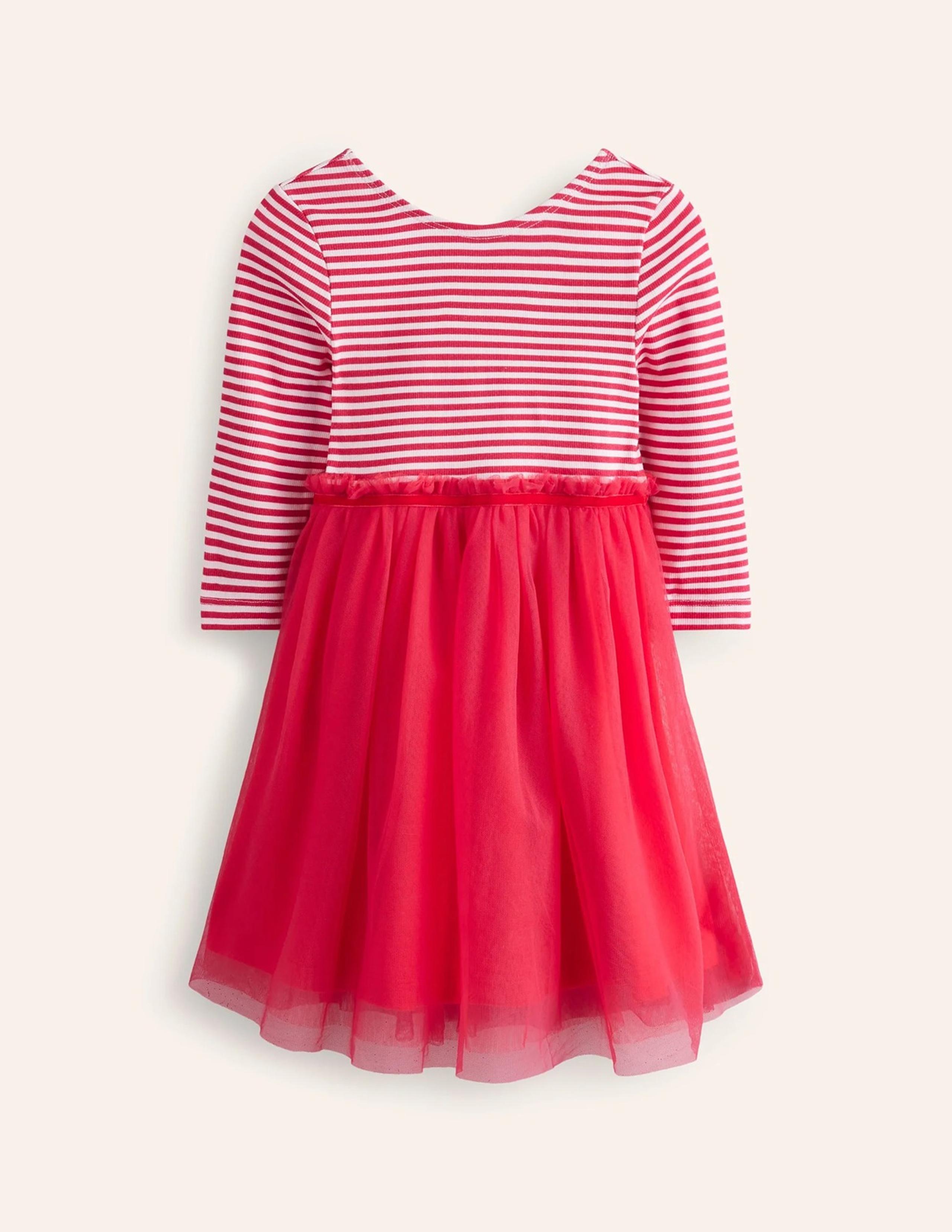 NWT Mini Boden Tilly Rib Jersey Tulle Dress 7-8Y