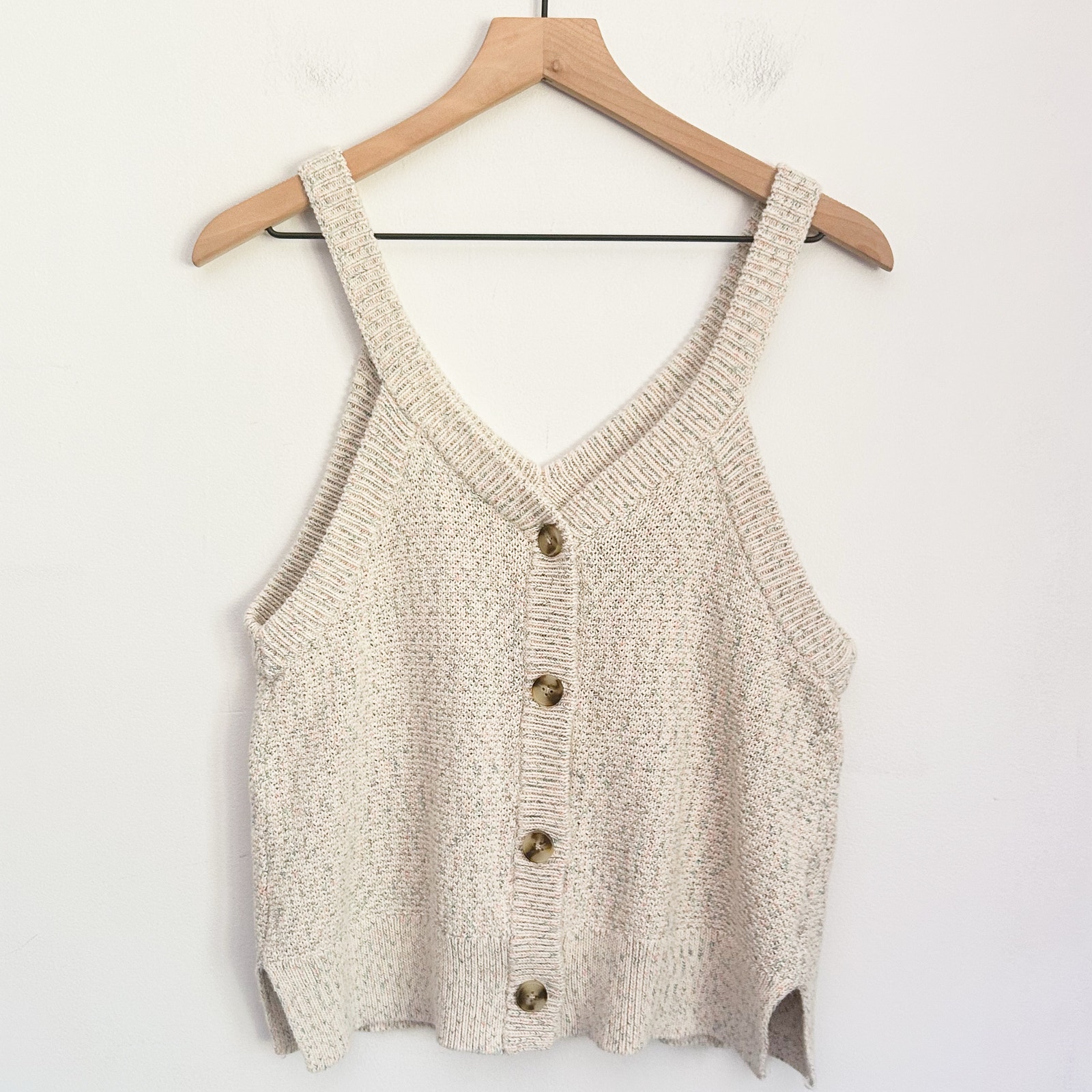 Madewell Knitted Sleeveless Button Up Sweater Tank Top Cream Size S