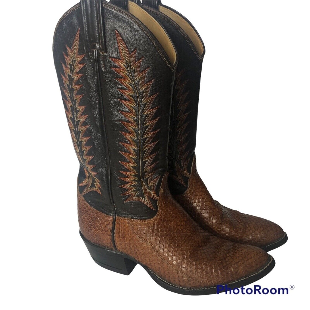 Vintage TONY LAMA Mens Size 6.5B Exotic Snakeskin Western Boots