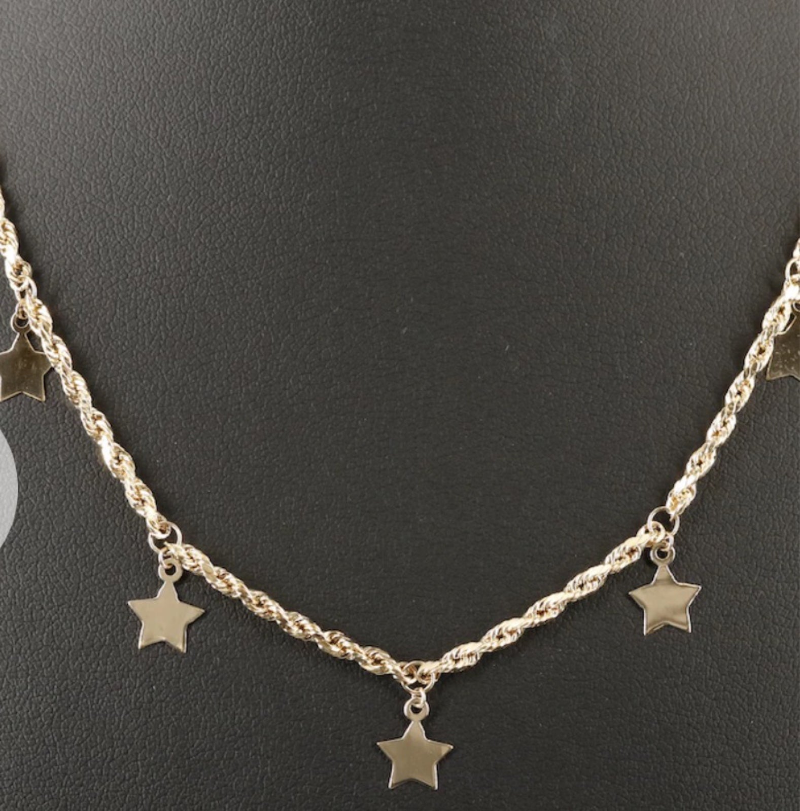 10KT Rope Chain Necklace and Bracelet Star Set