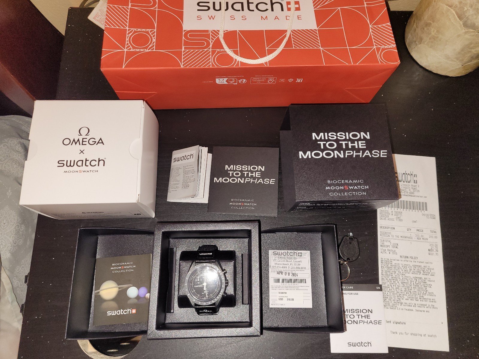Swatch X Omega MISSION TO MOONPHASE (Snoopy) “BLACK” SHIPS TODAY