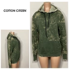 New. COTTON CITIZEN green distressed hooded sweatshirt