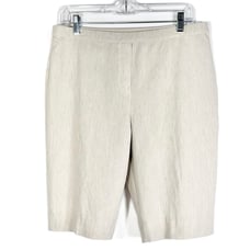 NWT Elie Tahari Linen Blend Neutral Beige Bermuda Knee Length Walking Shorts 10