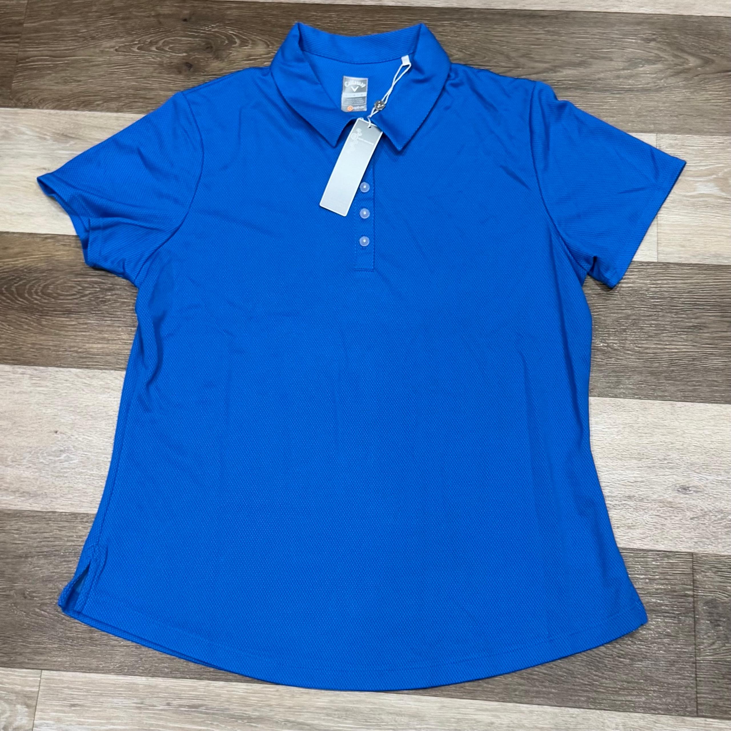 NWT! Callaway Polo Golf Shirt Women's Sz Large Magnetic Blue Opt-Dri Performance
