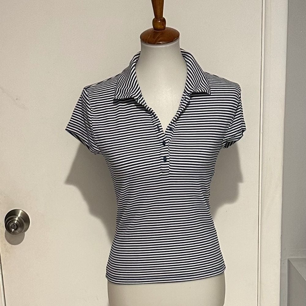 J Crew Stripes Polo Shirt - Size M.