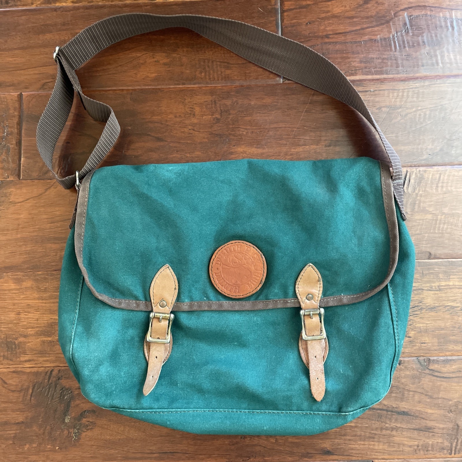 Vintage Duluth Canvas & Leather Pack! Messenger Crossbody Bag Green