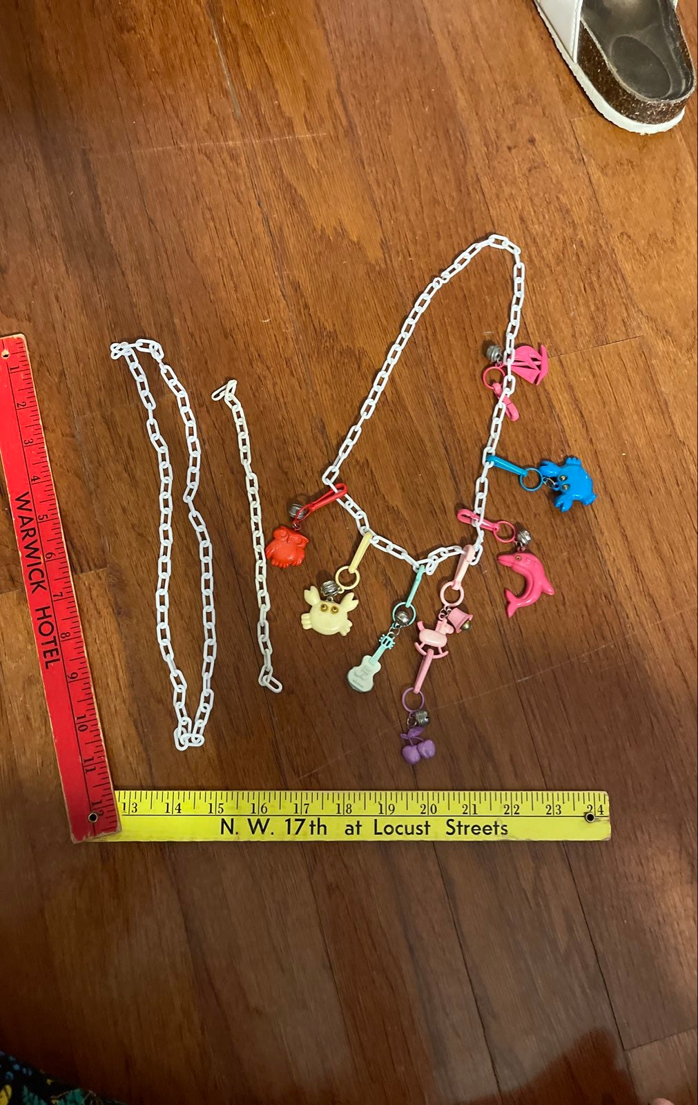 80s Vintage pink plastic charm Necklaces