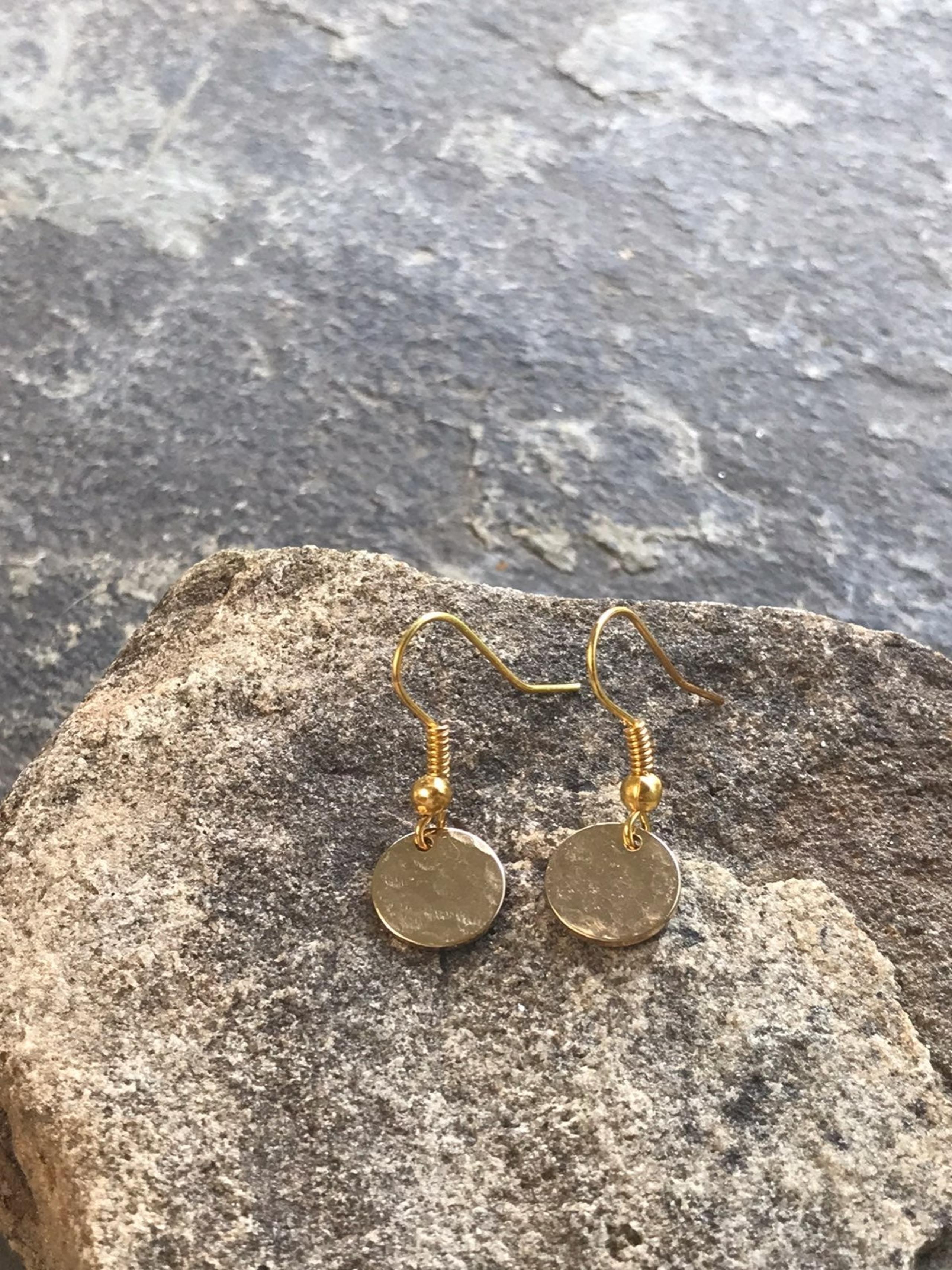 Tiny Gold textured charm Earrings