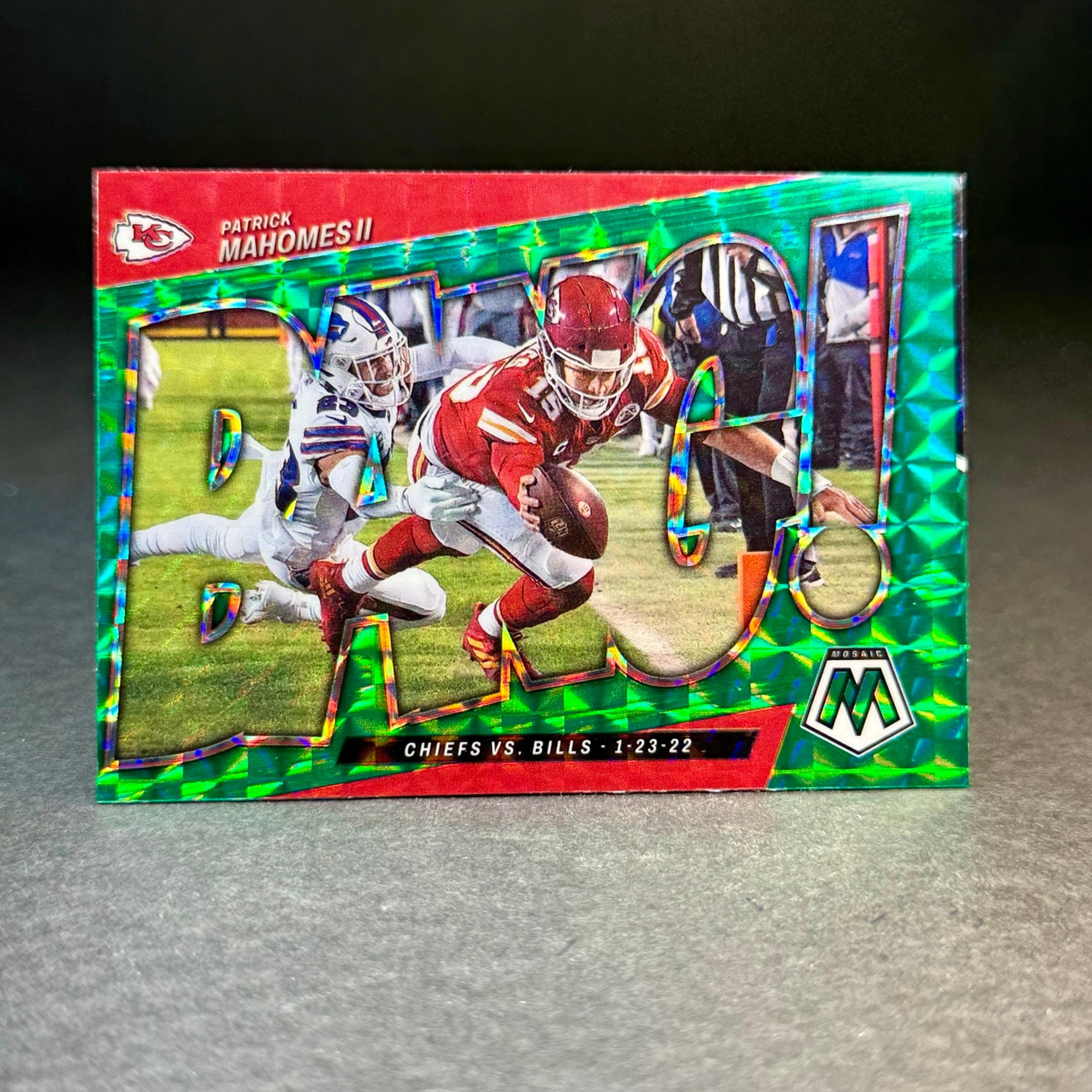 Patrick Mahomes II Green Mosaic • 2022 Panini Mosaic BANG! #B-10 Kansas