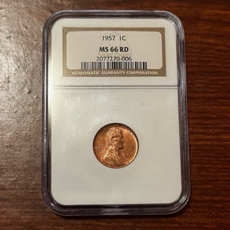 1957 Lincoln Wheat Cent NGC MS-66 RD Price Guide Value 70
