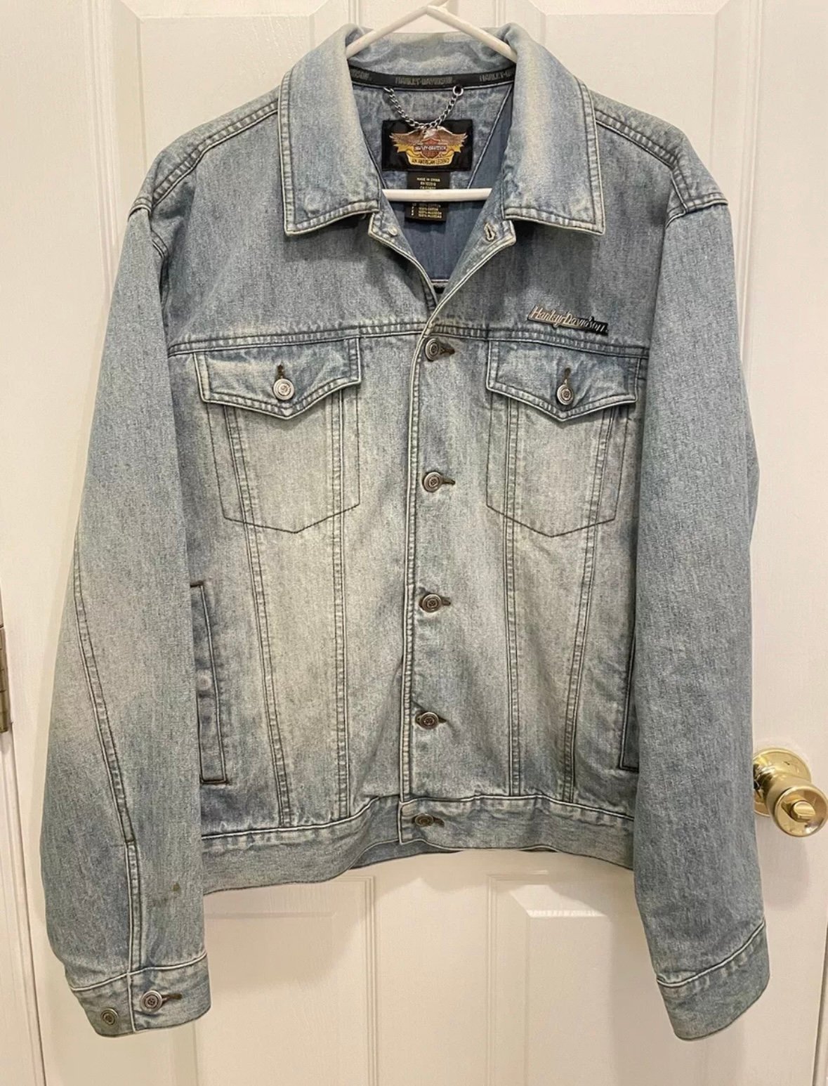 Harley Davidson Denim leather embossed Jacket