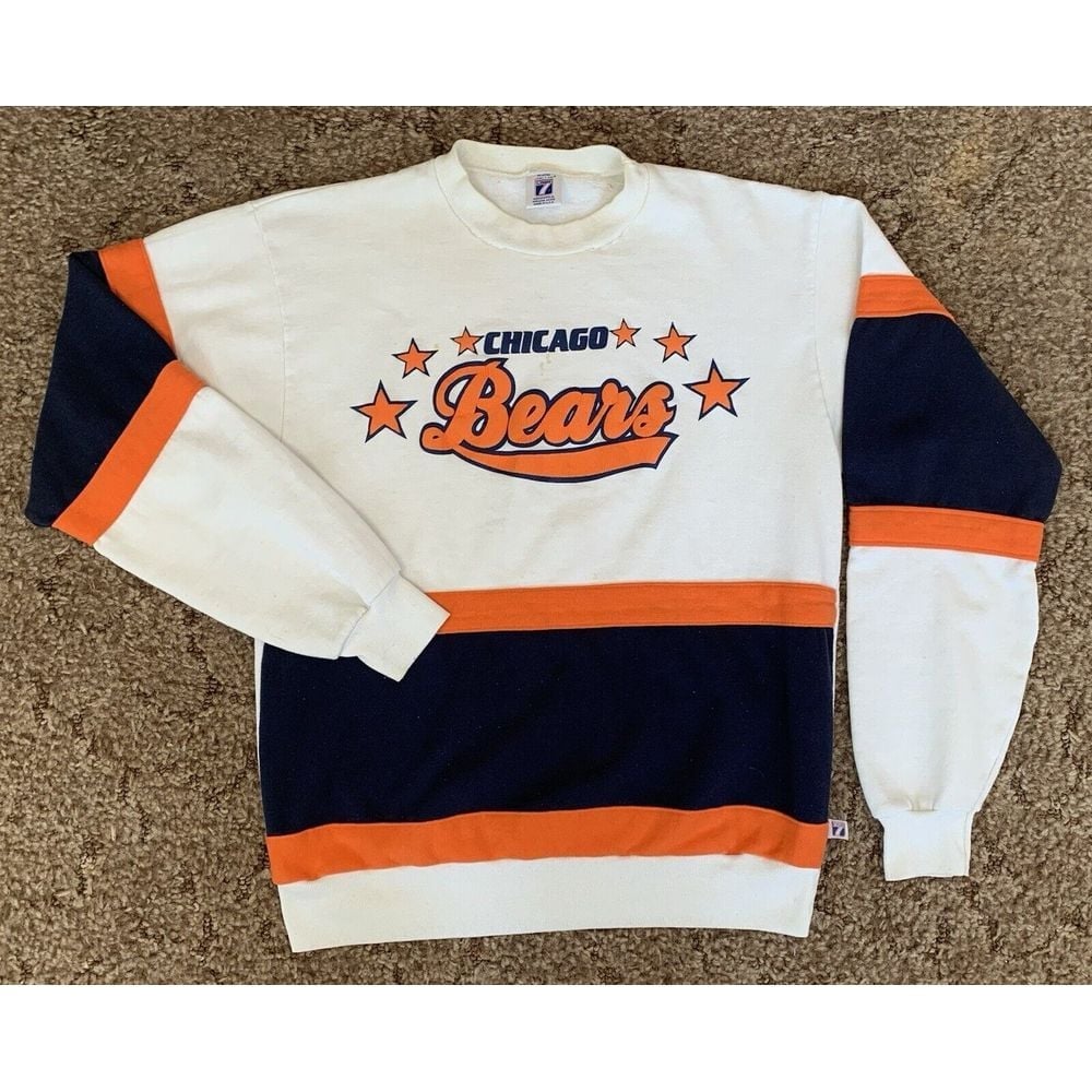 Vintage Logo 7 Chicago Bears Sweatshirt Mens Large White Crewneck 90s USA