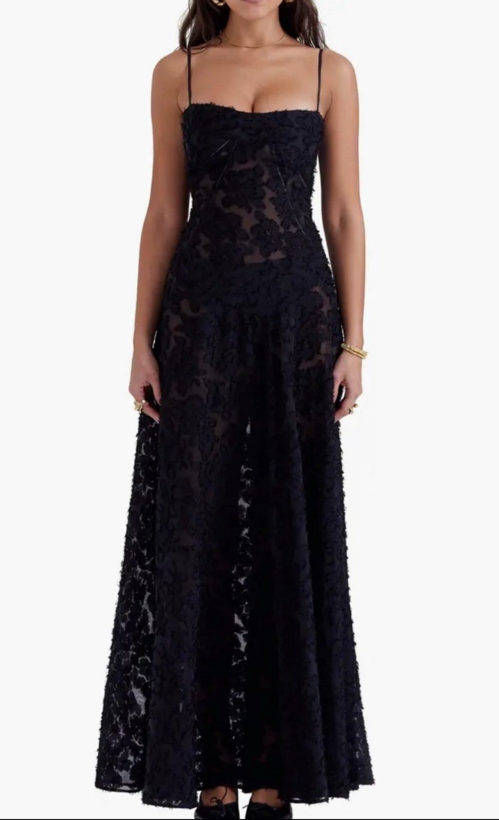 Seren Blush Sheer Lace-Up Back Gown