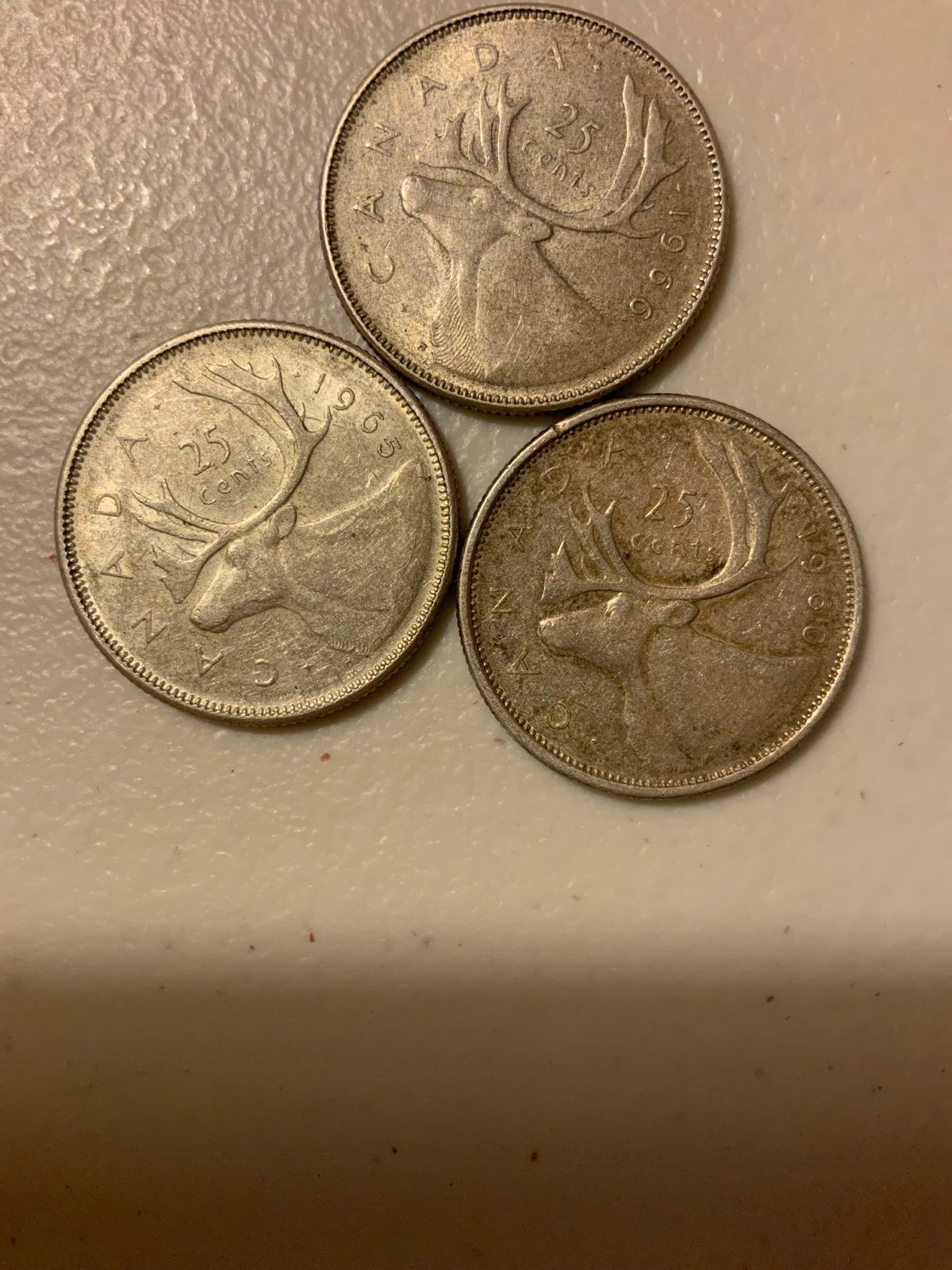 1960, 1965, 1966 CANADIAN COINS -25CENTS