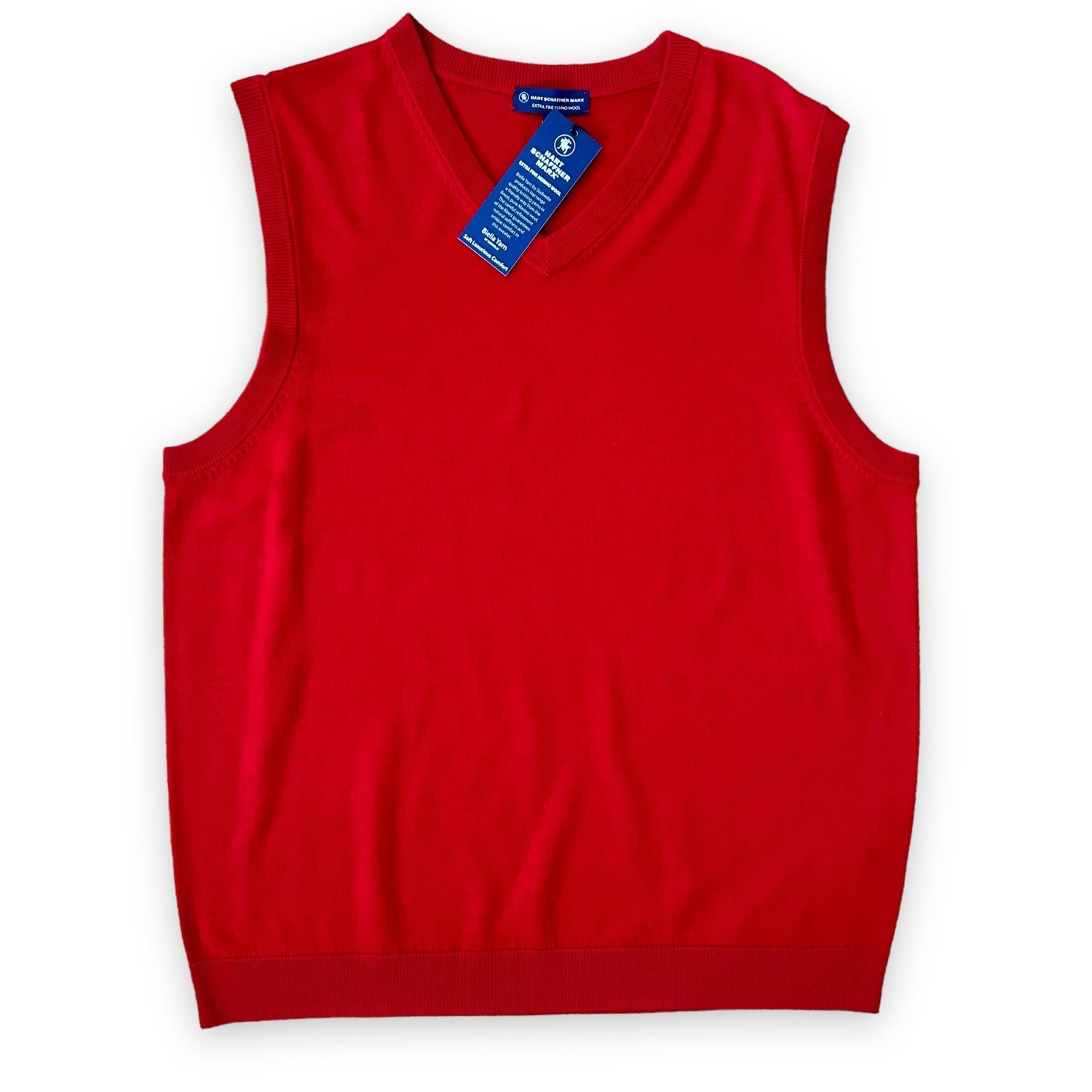 Hart Schaffner Marx Extra Fine Merino Wool Sweater Vest Mens Size 3XT Tall Red