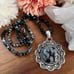 Solid Sterling Silver 925 Snowflake Obsidian Pendant Necklace Southwestern New