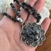 Solid Sterling Silver 925 Snowflake Obsidian Pendant Necklace Southwestern New