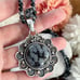 Solid Sterling Silver 925 Snowflake Obsidian Pendant Necklace Southwestern New