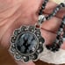 Solid Sterling Silver 925 Snowflake Obsidian Pendant Necklace Southwestern New