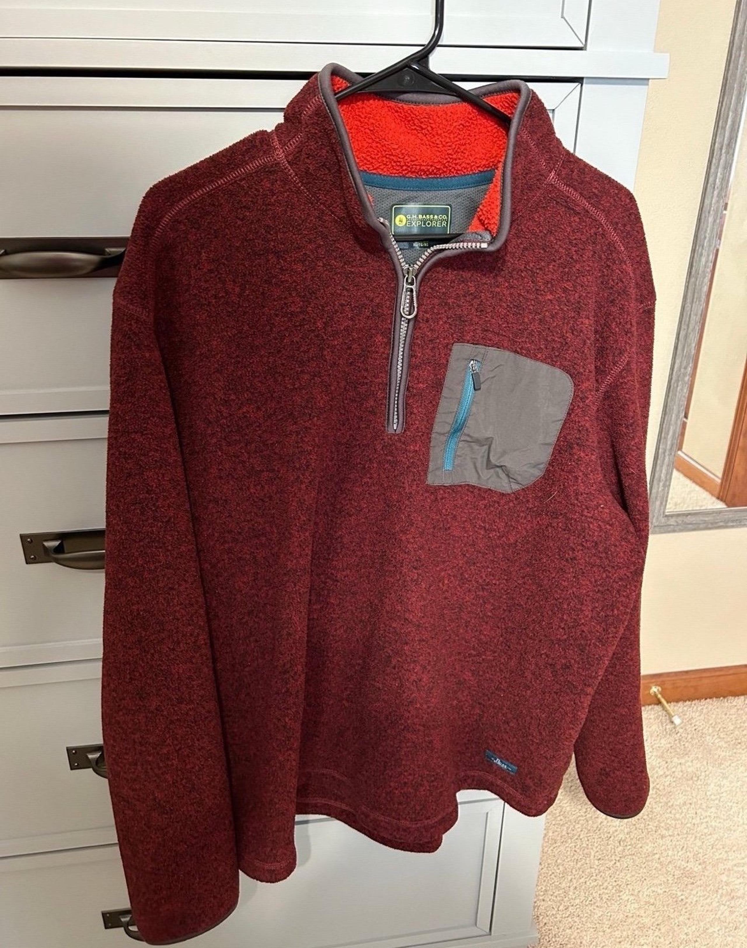G.H. Bass & Co. Maroon Quarter-Zip Pullover Mens Size XL