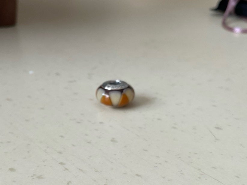 Tan, Ivory Black & Sterling Silver Pandora Bead