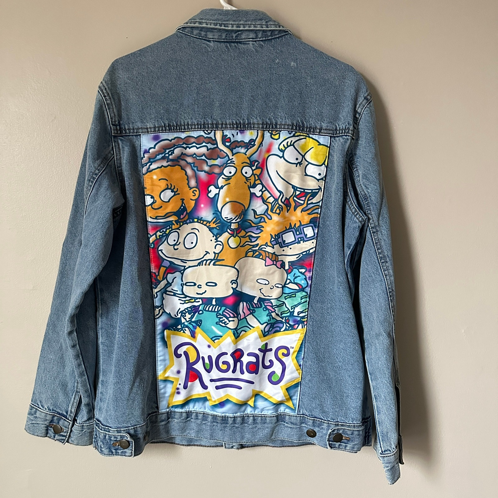 Nickelodeon Rugrats Mens Denim Jean Jacket 90s Cartoons Pockets MEDIUM Trucker