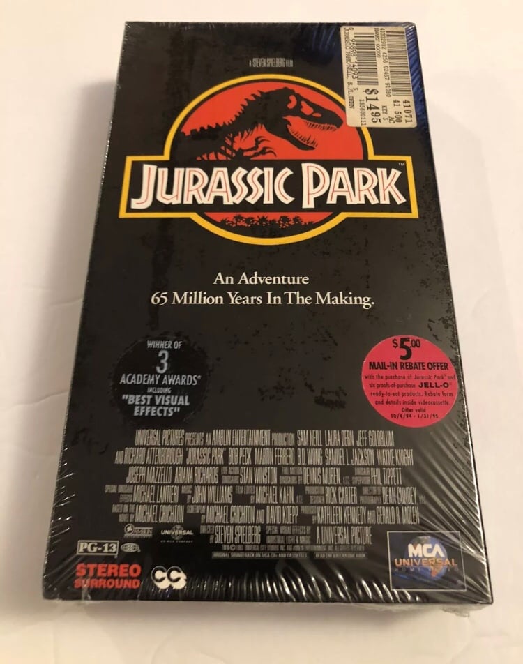 Jurassic Park VHS 1st Print MCA Universal 1993 New, Sealed, Studio Watermarks