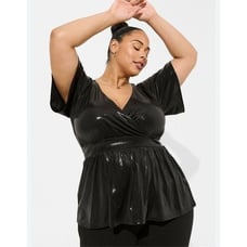 Torrid size 1x/xl surplus liquid shine peplum babydoll top shirt nwt