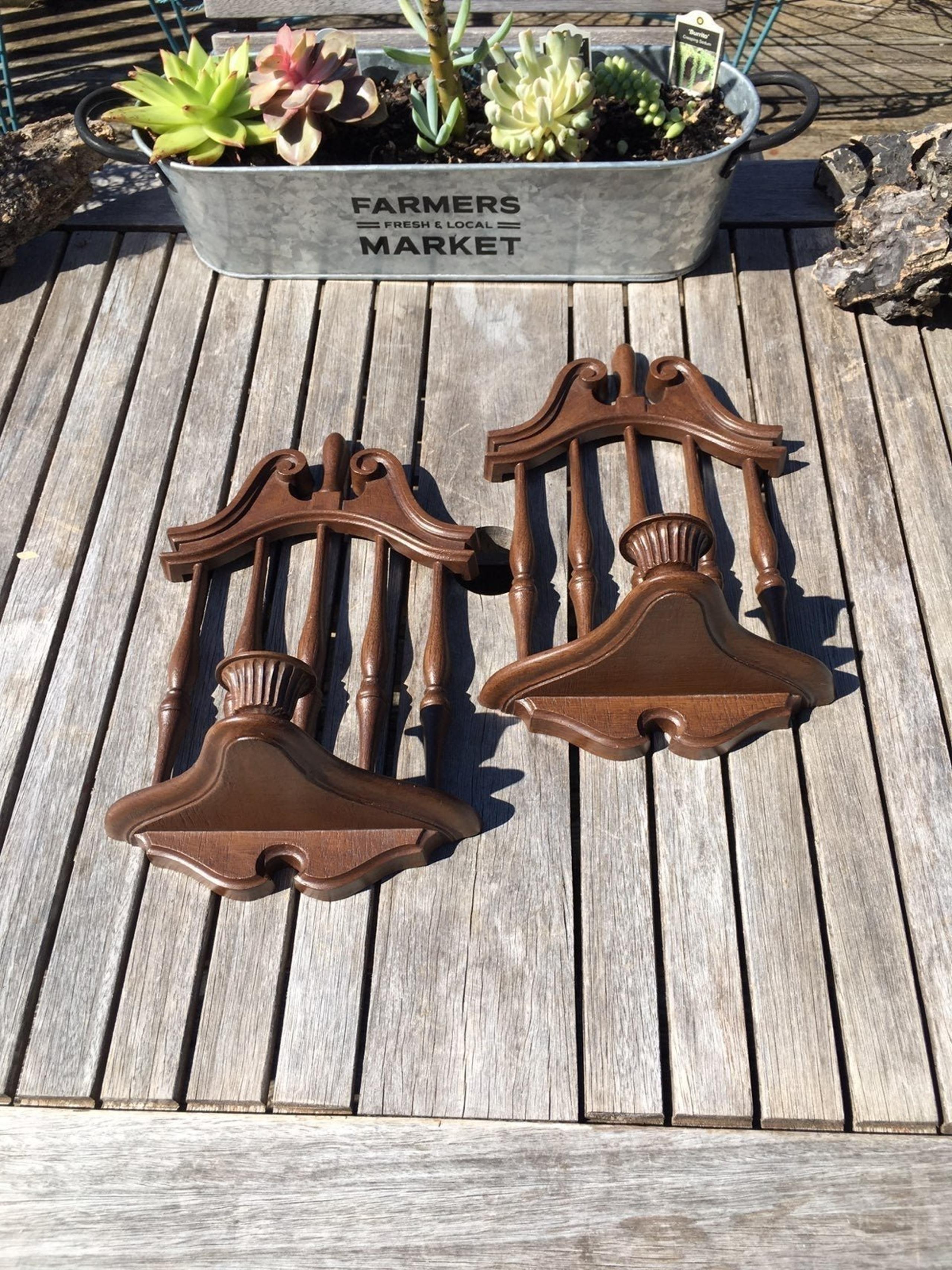 2 Vintage Homco Syroco Candle Sconces #4155 Brown Colonial Wall Mounted 1974