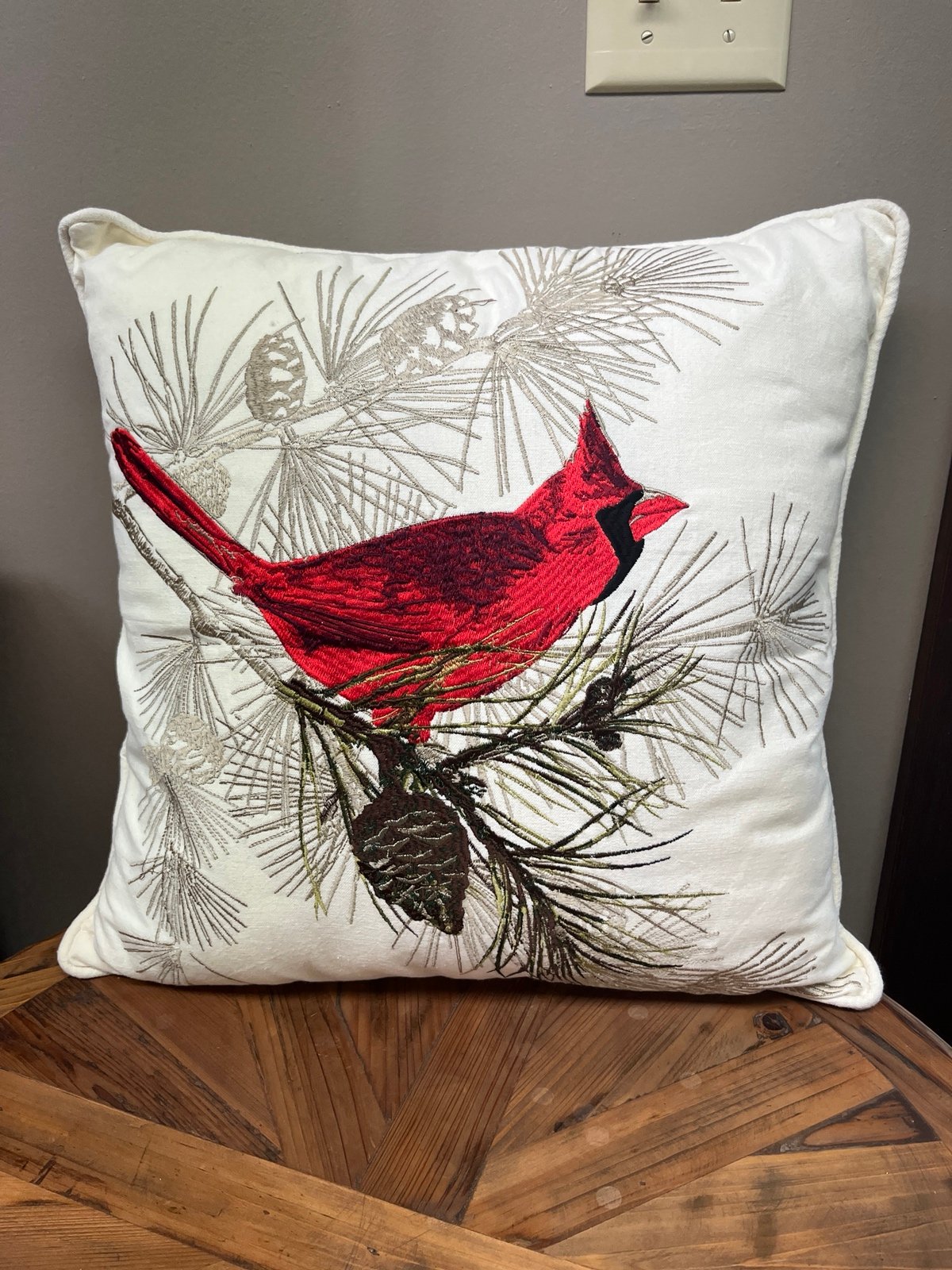 Cardinal Embroidered Pillow 20”sq by Park Designs