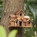 Outside Wooden Bird Houses Hanging 6 Hole Handmade Natural House Bird HOT