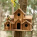 Outside Wooden Bird Houses Hanging 6 Hole Handmade Natural House Bird HOT