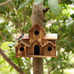 Outside Wooden Bird Houses Hanging 6 Hole Handmade Natural House Bird HOT