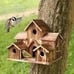 Outside Wooden Bird Houses Hanging 6 Hole Handmade Natural House Bird HOT