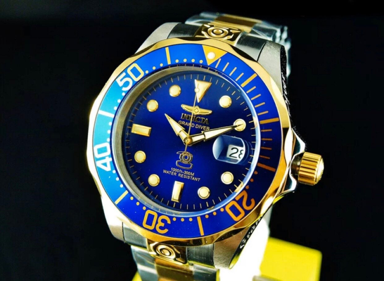 Invicta Watches For Men AUTOMATIC 48mm RARE!! TWO-TONE GOLD/BLUE *SAME-DAY SHIP*
