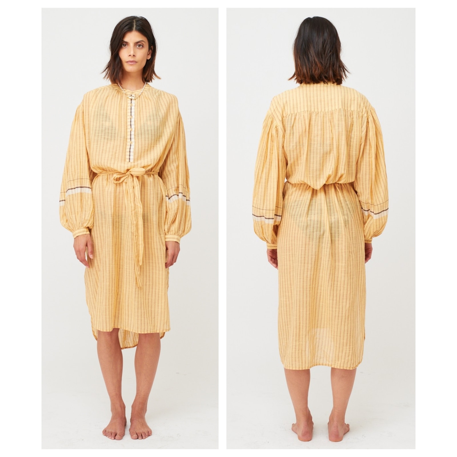 NWT ULLA JOHNSON Rabea striped cotton midi dress Size 8