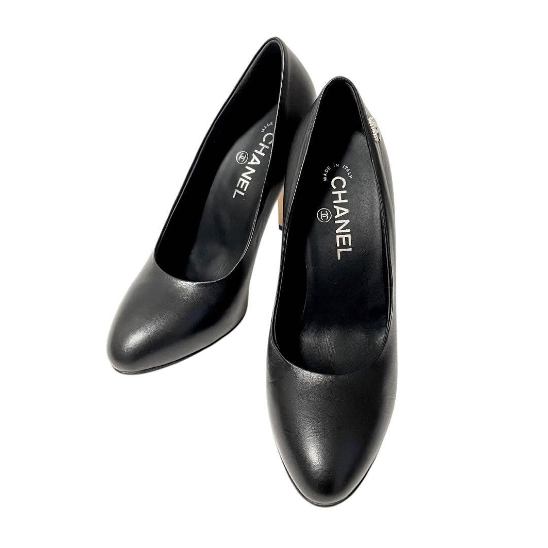 CHANEL Chanel High Heel Pumps Matte Black 38C