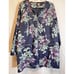 Chicos's Spring Blue Watercolor Purple Jacket Full Zip Pockets 3 apx 18 Tall