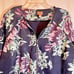 Chicos's Spring Blue Watercolor Purple Jacket Full Zip Pockets 3 apx 18 Tall