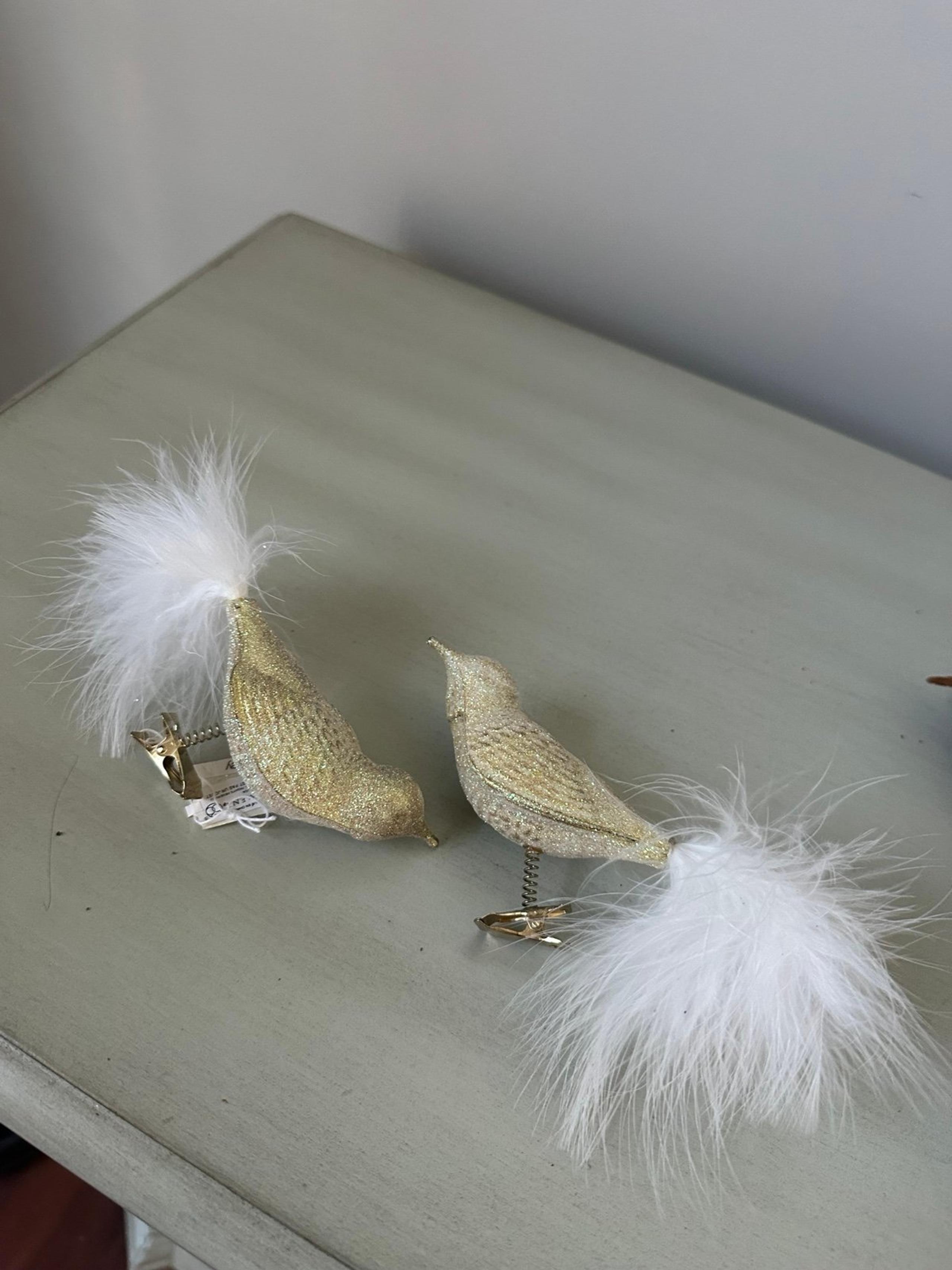 Department 56 clip on bird ornaments set of two feather tail