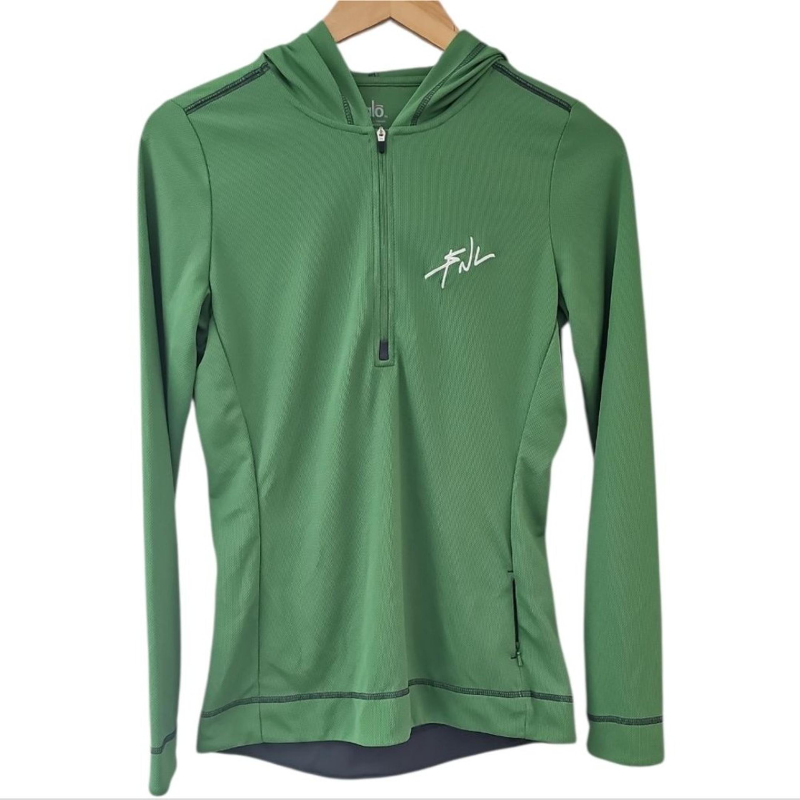 Alo Yoga Coolfit Hoodie Sz M Green Quarter-Zip Long Sleeve Athletic Top Running