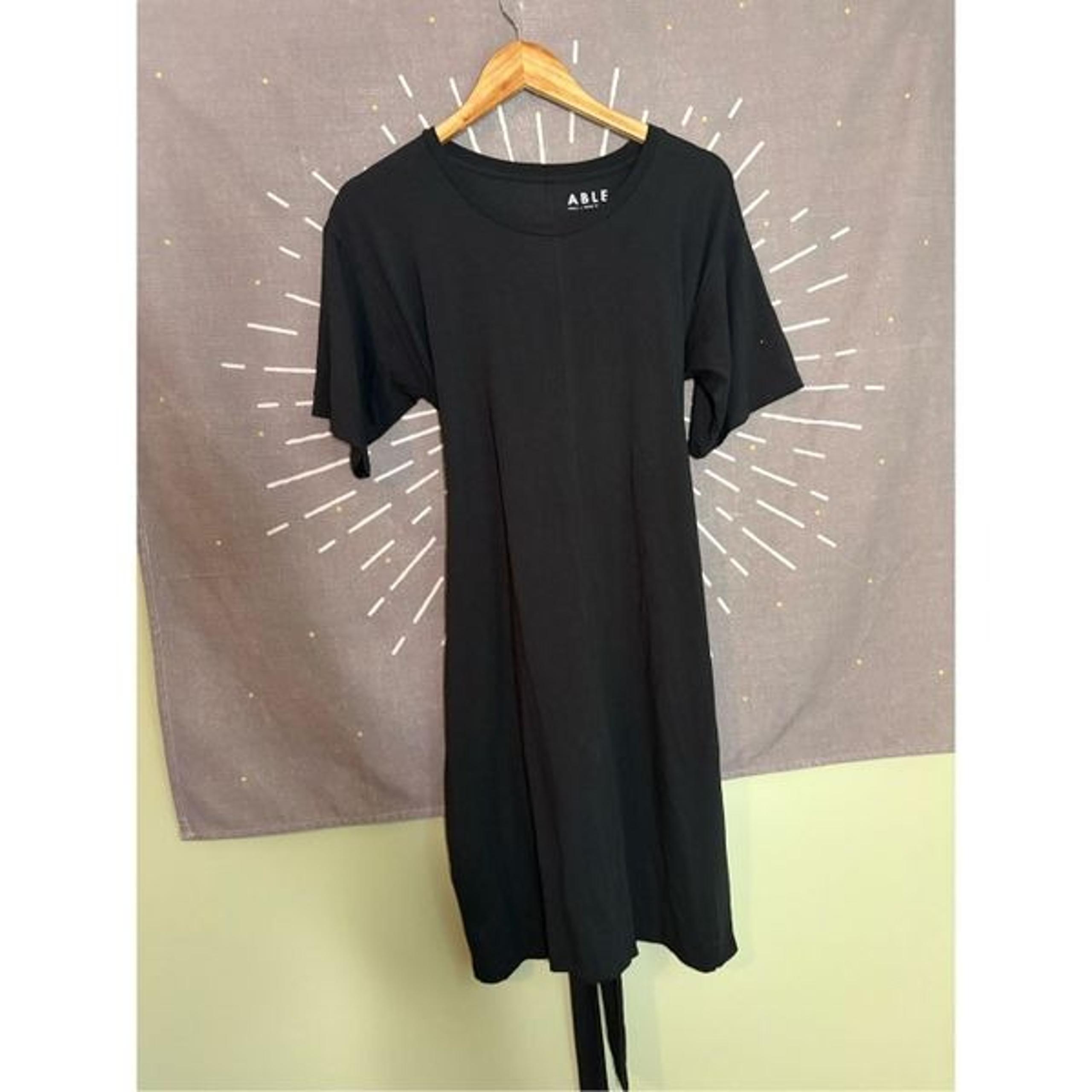 ABLE Tie Pima Cotton Black Maxi Dress