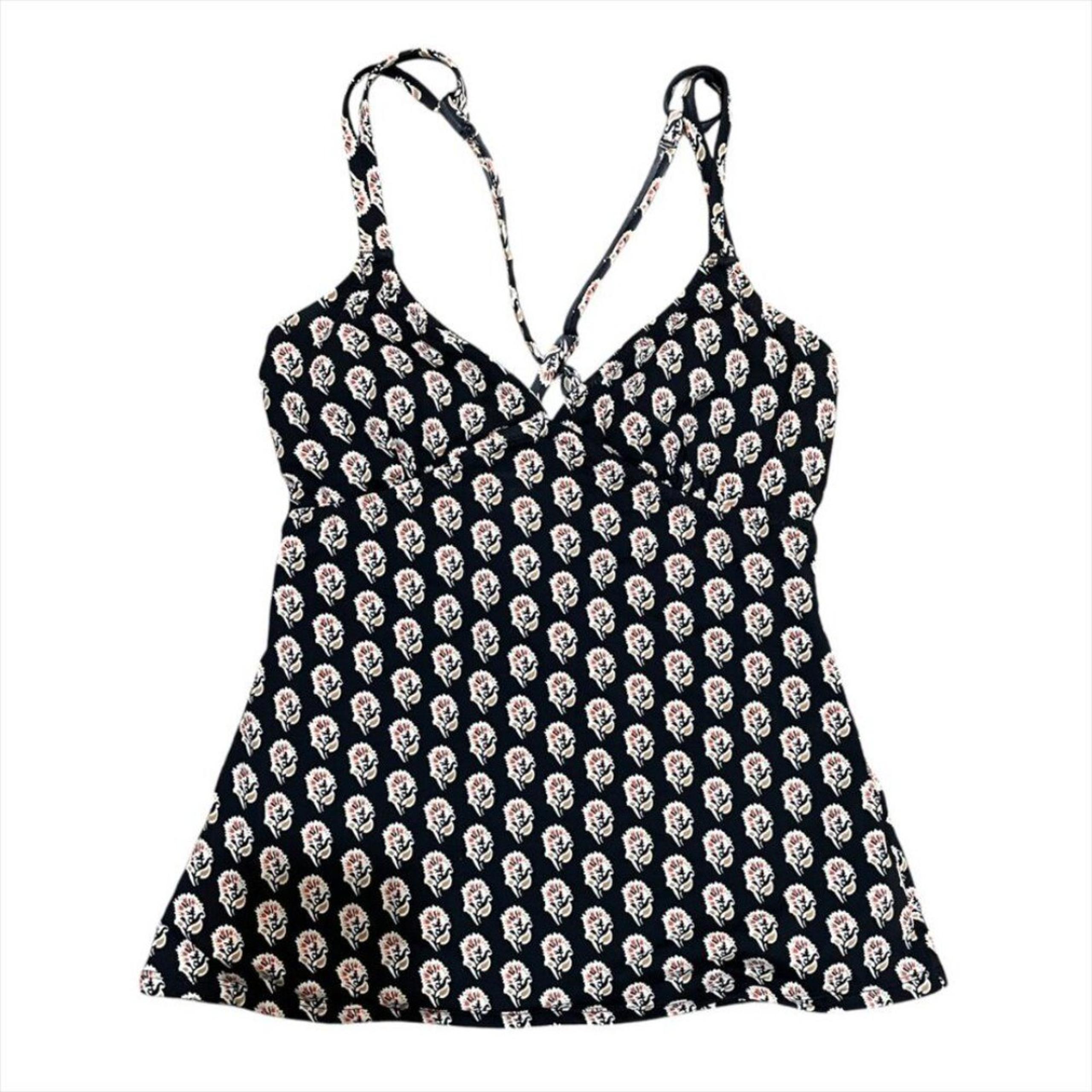 Garnet Hill Size 6 Tankini Swimsuit Swim Top Black Floral