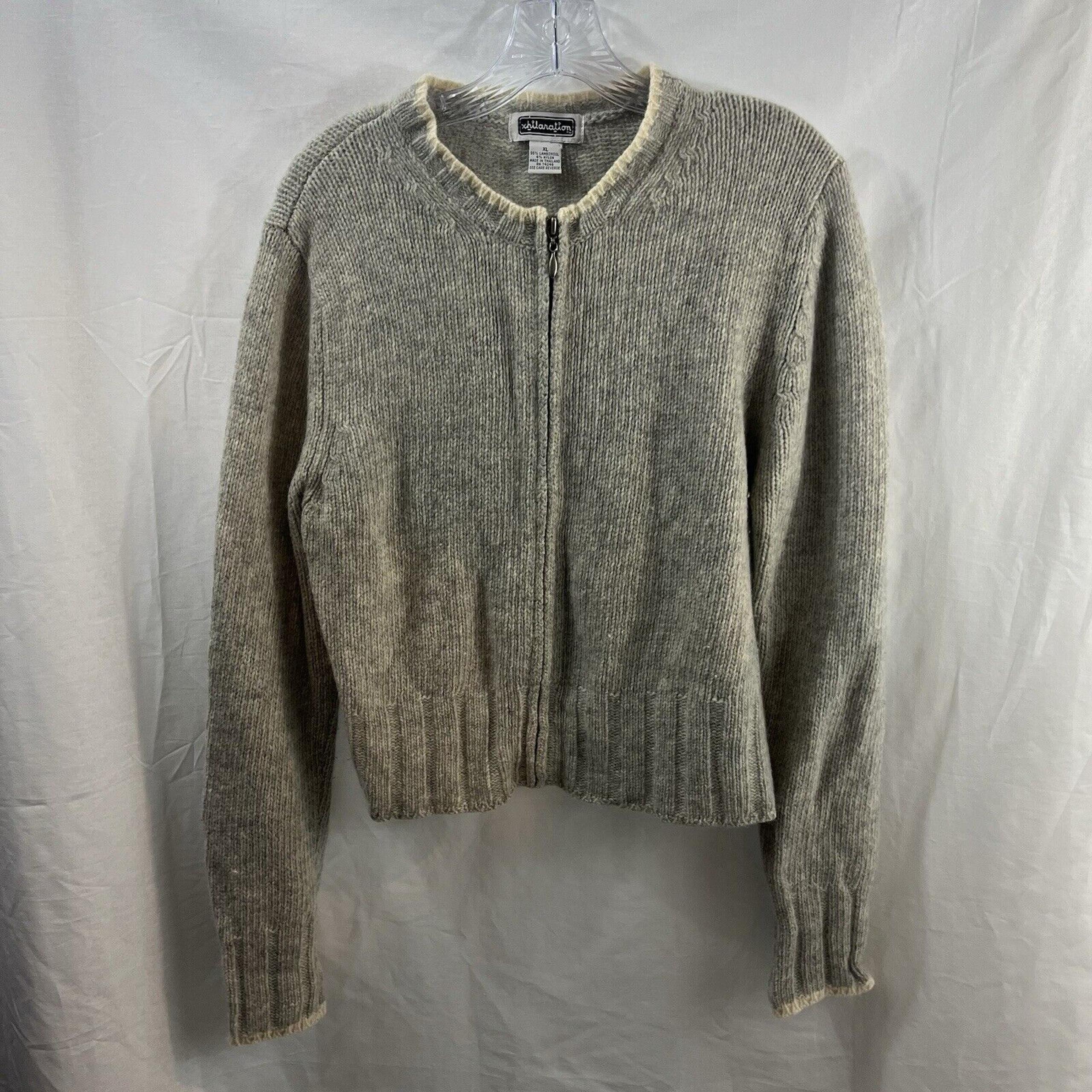Xhilaration VTG Lambswool Heavy Knit Full-Zip Sweater Cardigan Size X-Large
