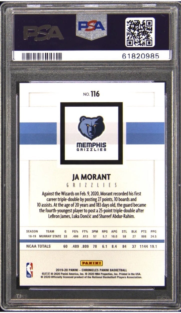 Ja Morant Signed 2019-20 Panini Chronicles #116 (PSA