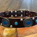 Top layer cofskin nail Swarovski and Turquoise dog collar Medium large dog leath