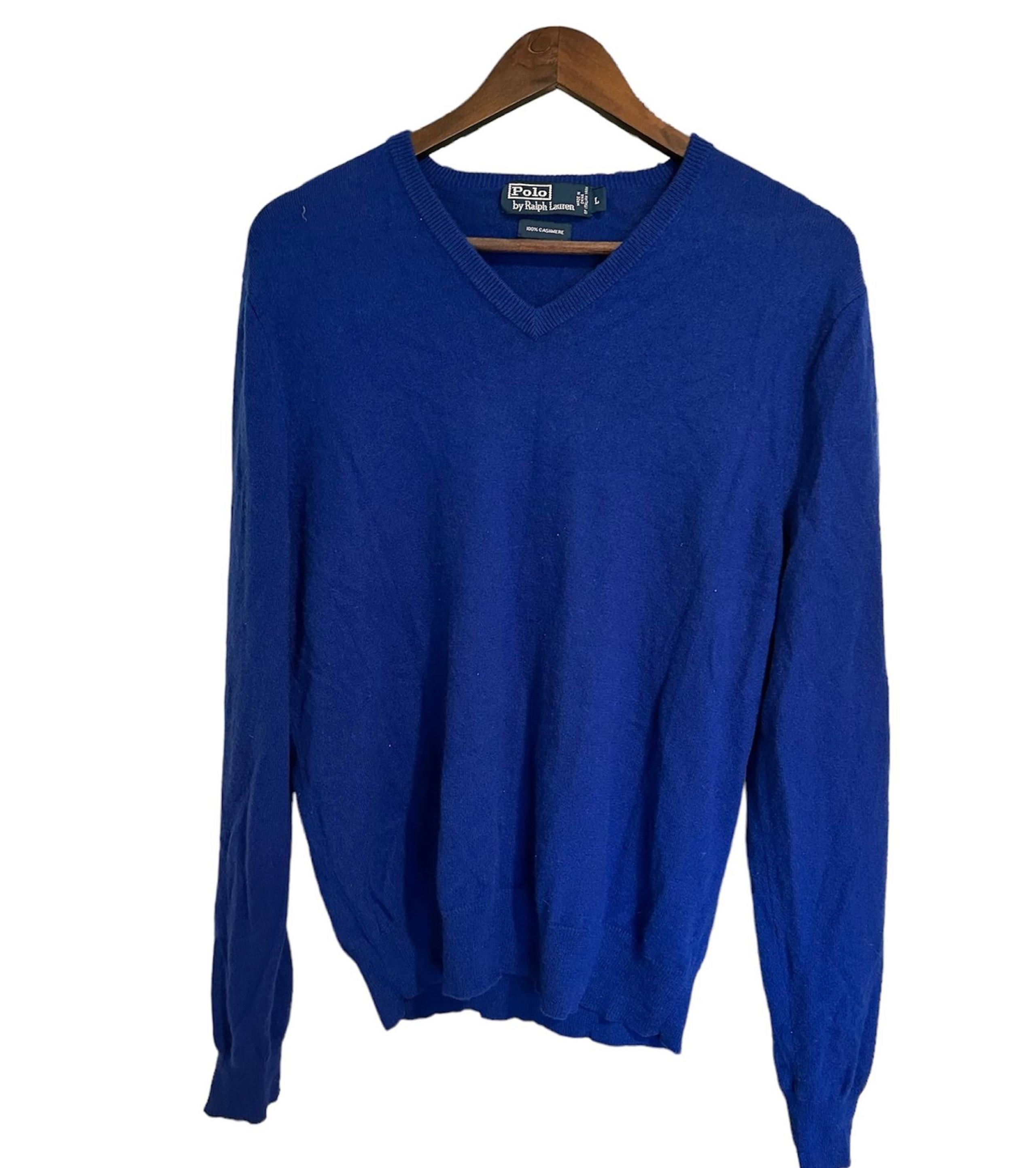 Cashmere sweater V Neck blue Polo Ralph Lauren size L