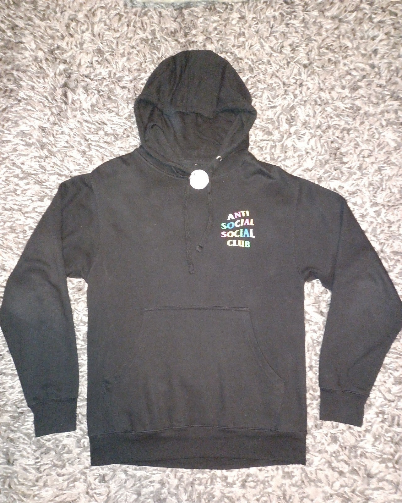 NEW NWT hot Anti Social Social Club Neon Rainbow Black Hoodie Size Small Mens Womans
