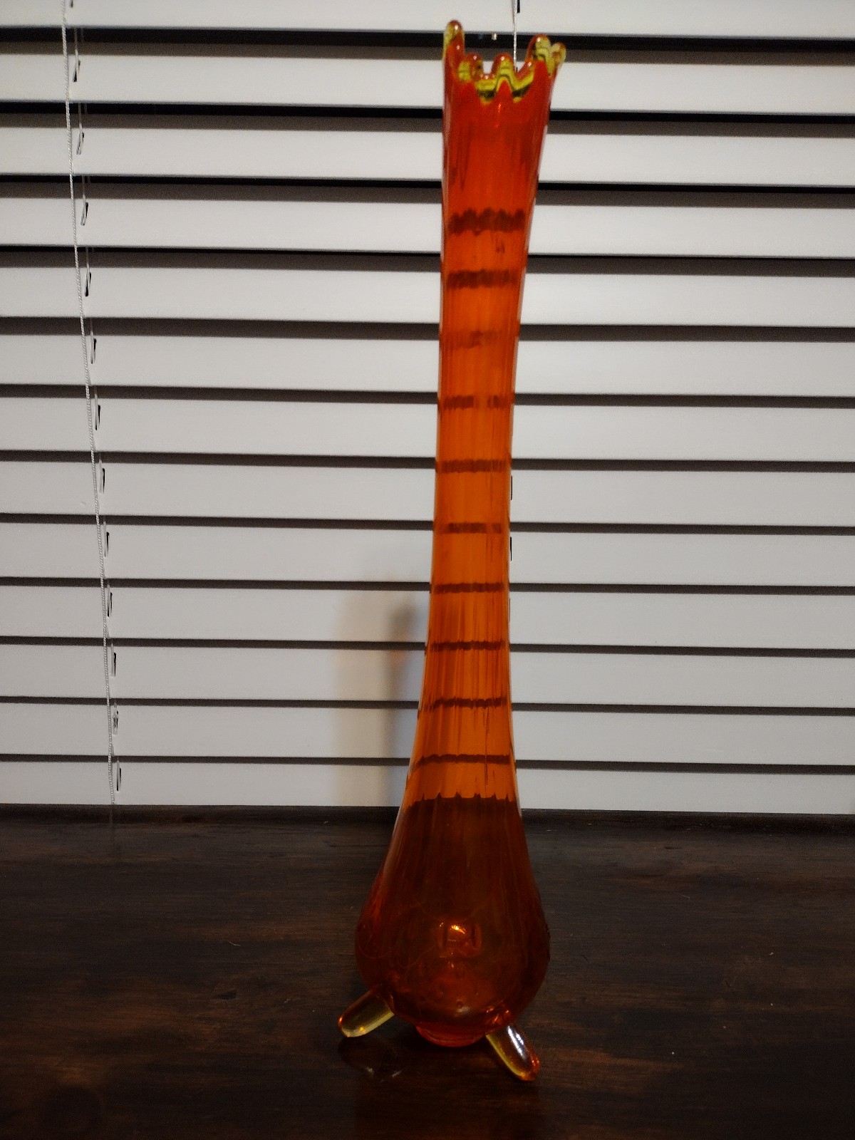 Swing Vase Orange 3 Footed - 16 Inches Tall BEAUTIFUL